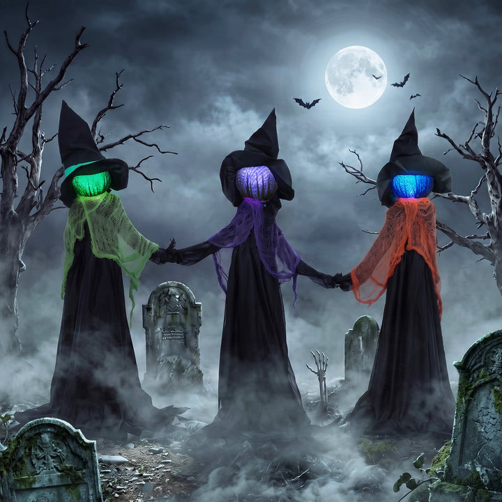 120cm Witches Holding Hands Halloween Decorations Outdoor Indoor, Scar