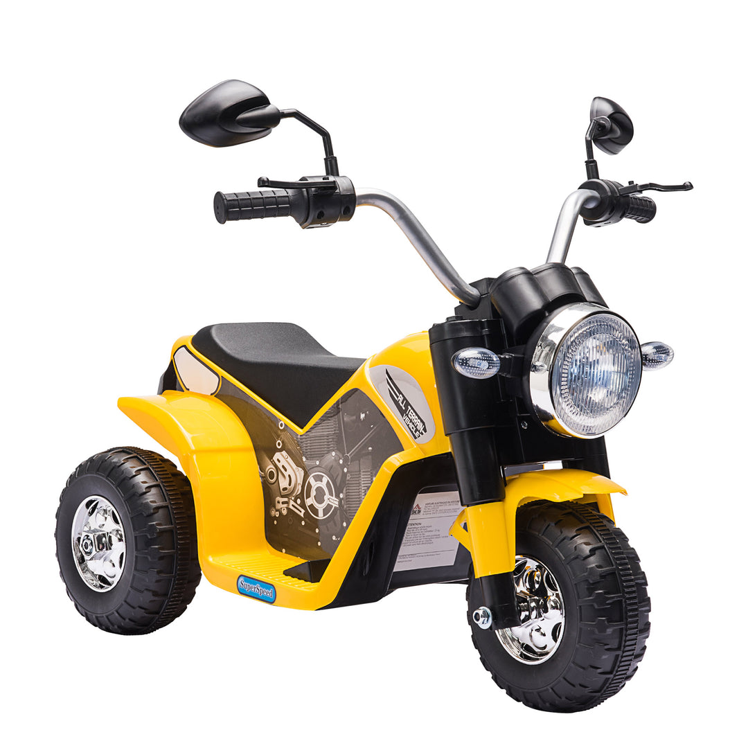 6V Kids Electric Motorbike 3 Wheels Ride On Toy with Horn Headlights Realistic Sounds for Girl Boy 18 - 36 Months Yellow