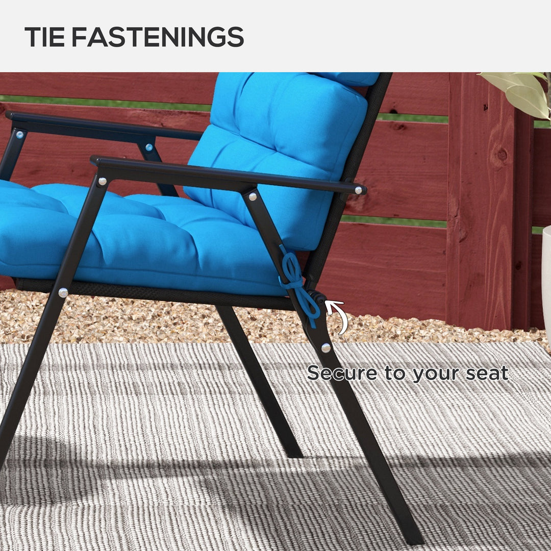 2-Piece Seat Cushion Replacement with Backrest, Garden Patio Chair Cushions Set with Ties, Blue