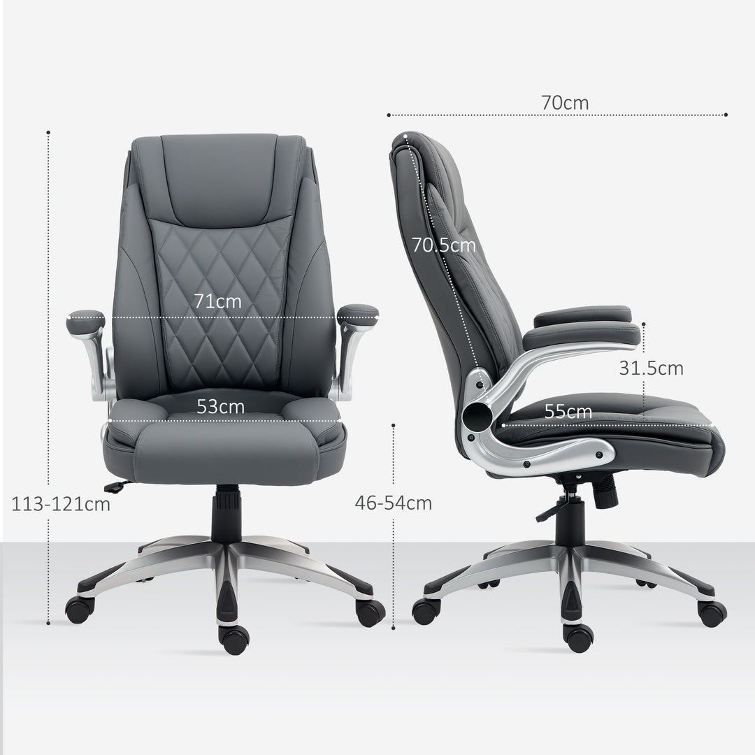 Faux Leather Executive Swivel Office Chair - Dark Grey
