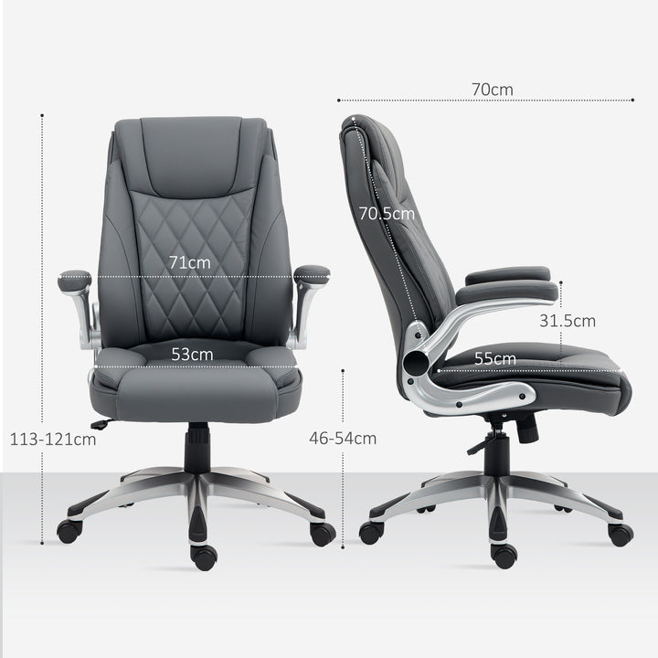 Faux Leather Executive Swivel Office Chair - Dark Grey