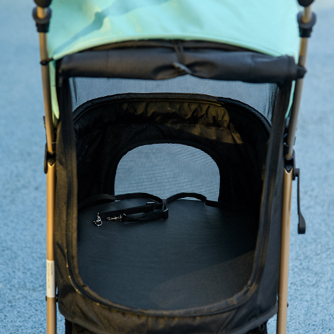 Pet Stroller for Small and Miniature Dogs, with Rain Cover - Green