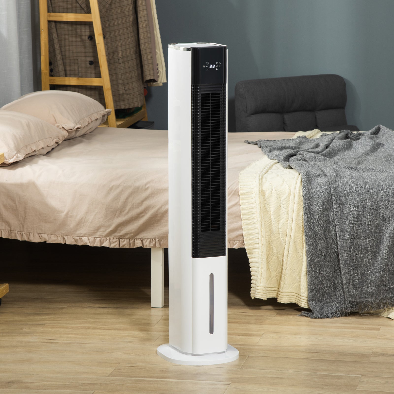 Portable Air Cooler, 6L Tank Humidifier Evaporative Ice Cooling Fan Water Conditioner Unit with 3 Modes, 3 Speed, Remote, Timer, Oscillating for Home Bedroom, White