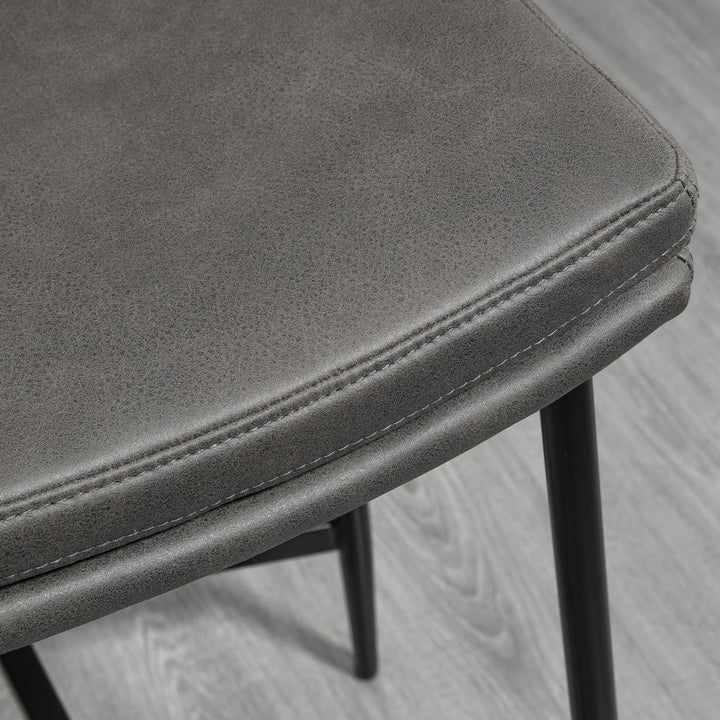 Breakfast Bar Stools Set of 2, Microfibre Upholstered Barstools, Industrial Bar Chairs with Curved Seat and Steel Frame for Dining Room, Kitchen, Grey
