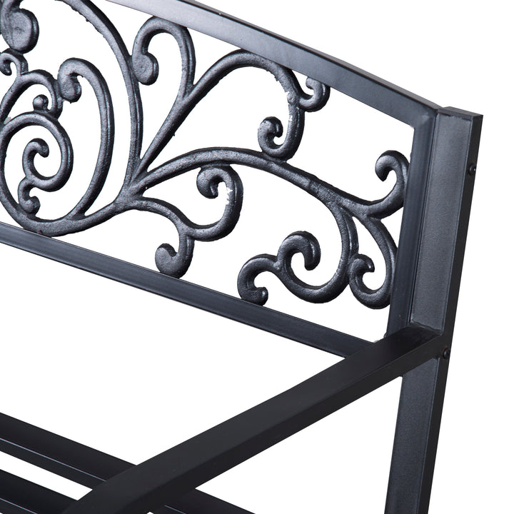 2-Seater Garden Bench, Steel-Black