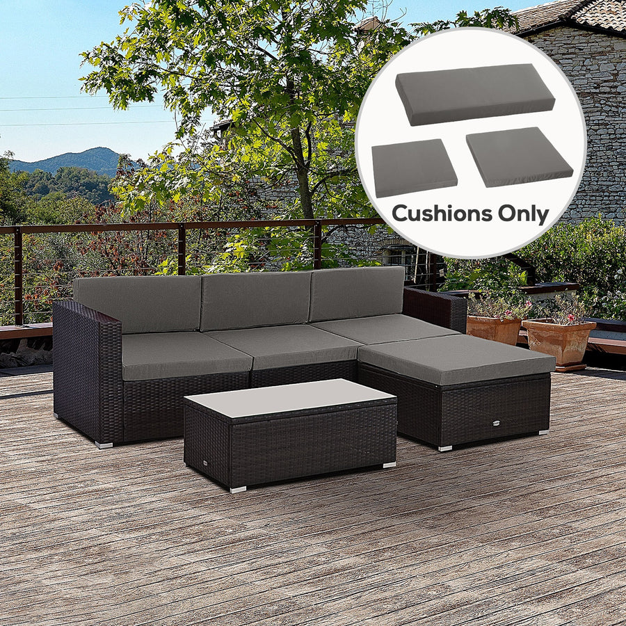 Outdoor Cushion Pad Set for Rattan Furniture, 7 Piece Garden Furniture Cushions ONLY, Grey