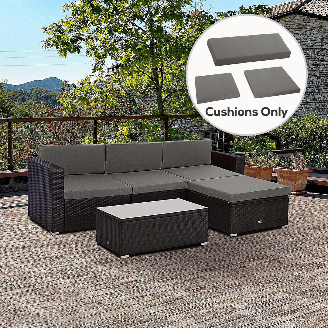 MCL Outdoor Cushion Pad Set for Rattan Furniture, 7 Piece Garden Furniture Cushions ONLY, Grey