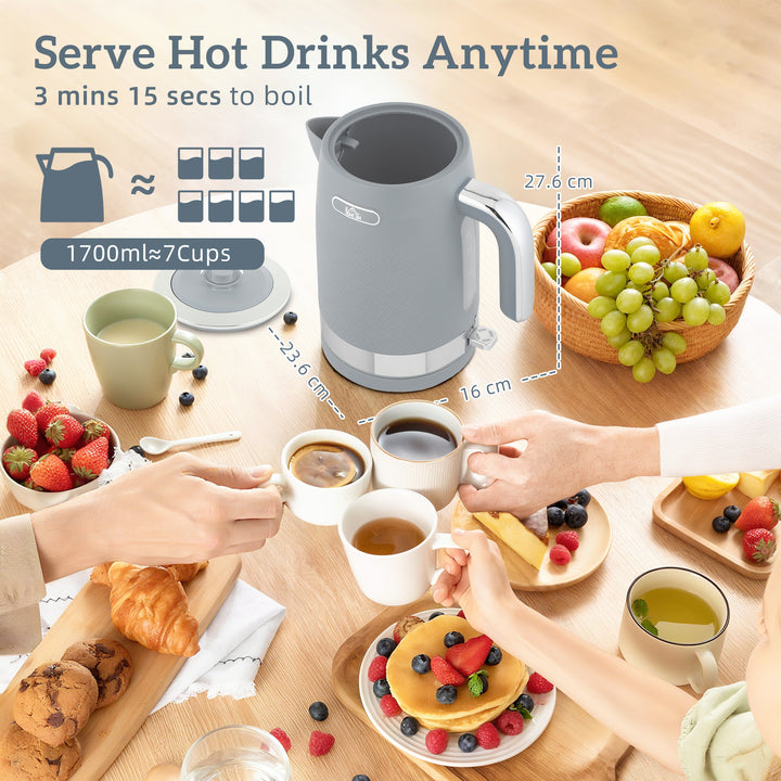 MCL Sleek Textured Kettle and Four-Slice Toaster Set - Grey