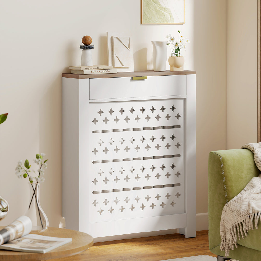 MCL 78 x 19 cm Minimal Radiator Cover, with Drawer - White