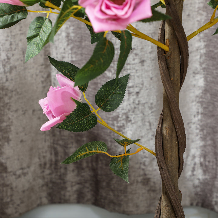 Set of 2 Artificial Plants White Rose Floral in Pot, Fake Plants for Home Indoor Decor, 90cm, Purple