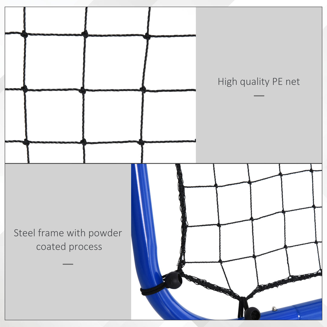 Double Sided Football Rebounder Net, Football Rebound Goal with Five Adjustable Angles, Blue