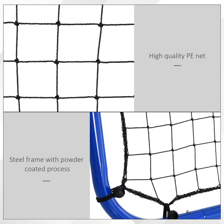 Double Sided Football Rebounder Net, Football Rebound Goal with Five Adjustable Angles, Blue