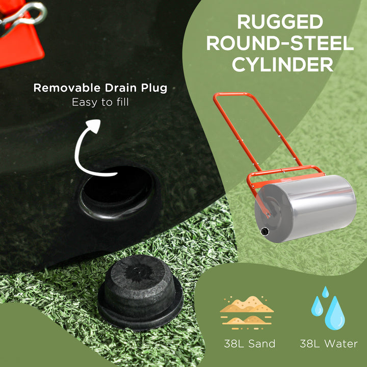 38L Fillable Cylinder Steel Lawn Roller - Red