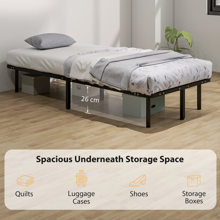 3ft Single Bed Frame, Metal Platform Bed Frame with 2 x 14 Wood Slats,