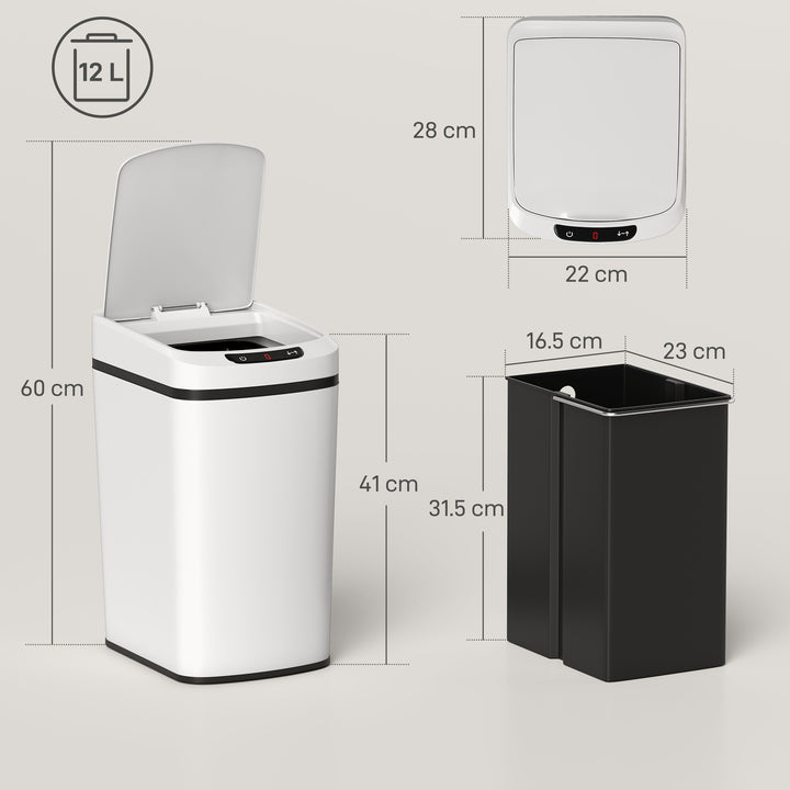 12L Sensor Bin, Automatic Touchless Motion Sensor Kitchen Bin with Fingerprint Resistant Stainless Steel