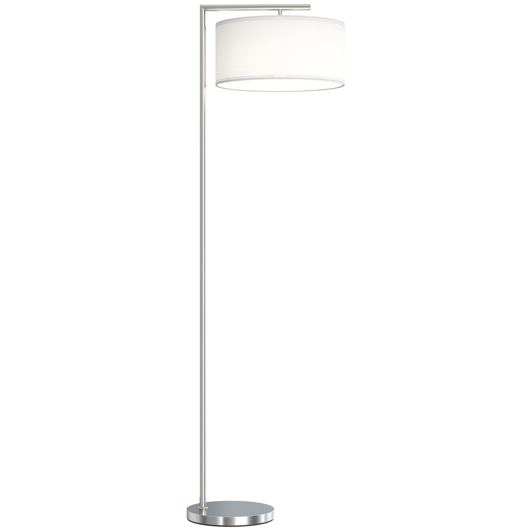 Floor Lamp, Modern Standing Lamp with Linen Lampshade, Round Base for 