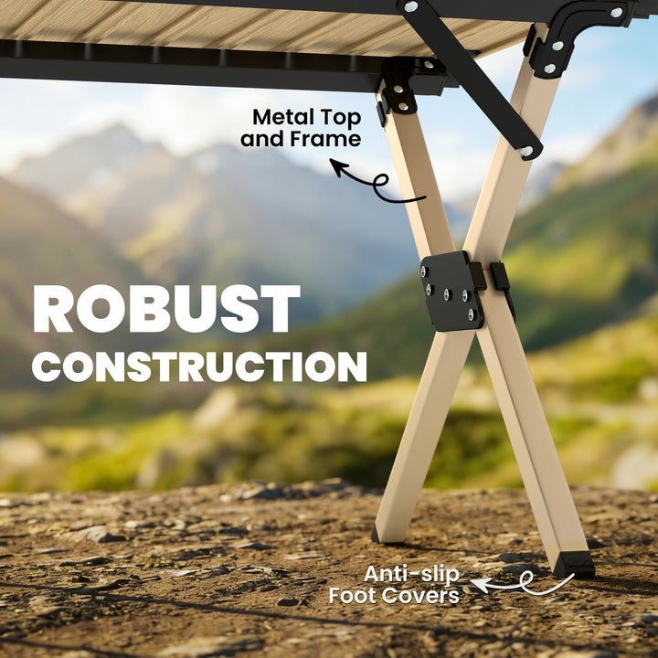 4ft Folding Camping Table, Waterproof Picnic Table with Roll Up Top, C