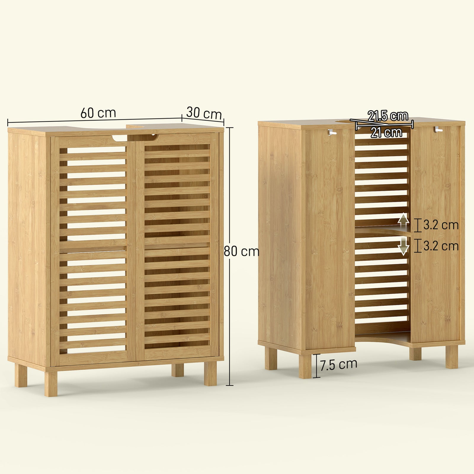 Under Sink Bathroom Cabinet, Freestanding Bamboo Under Sink Cabinet wi