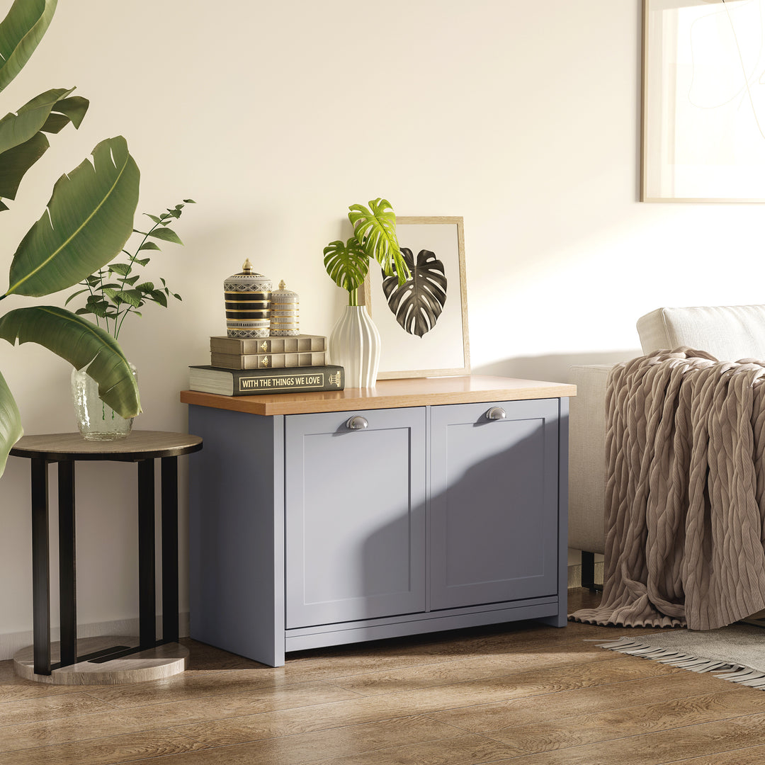 Shoe Cabinet, Modern Shoe Bench with 2 Doors for Hallway, Entryway, Grey