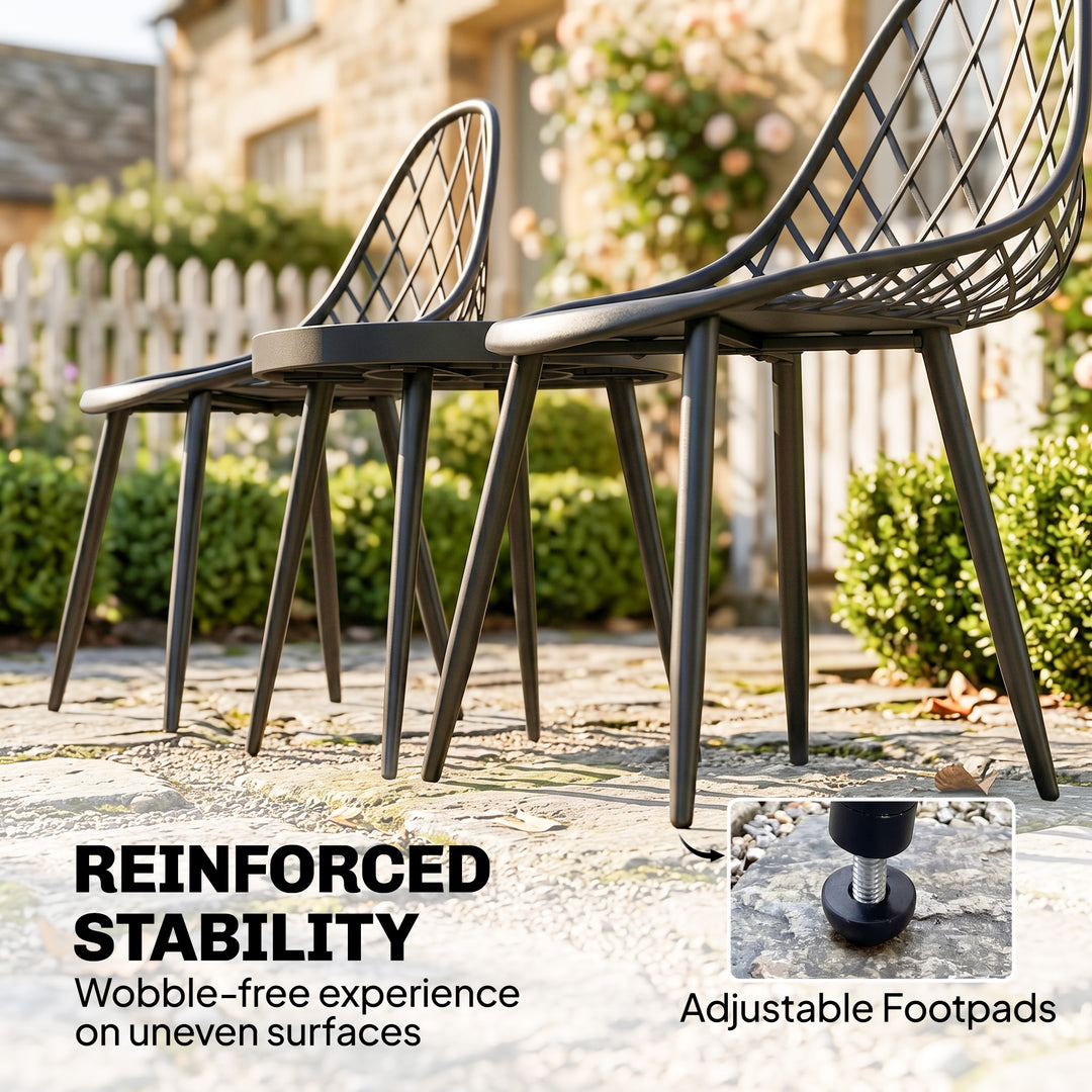 3-Piece Outdoor Bistro Set with 2 Chairs and Round Table for Garden, B