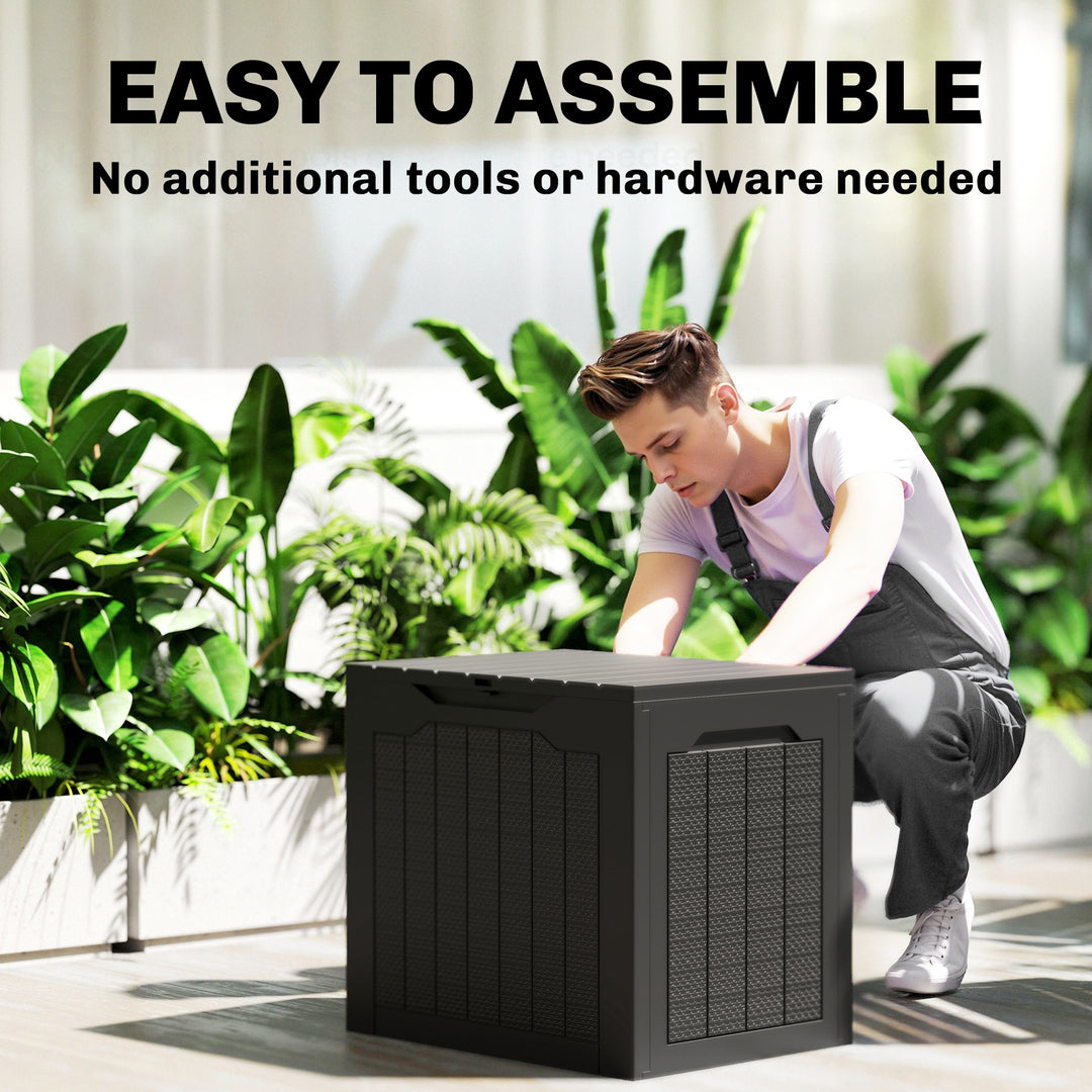 93L Plastic Garden Storage Box, Outdoor Storage Box with Handles, Waterproof Outdoor Storage Container