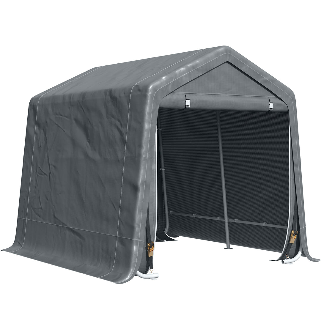 9 X 7.5ft Temporary Outdoor Equipment Shed - Dark Grey