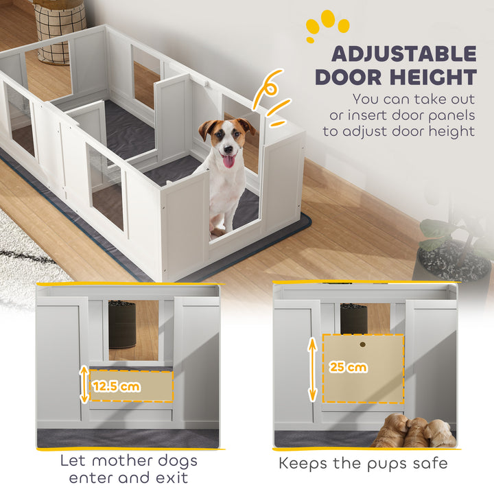 Two Room Design, Whelping Box for Dogs with Whelping Pad, Clear Panels, Adjustable Entrance, for Small Dogs, 164 x 80cm