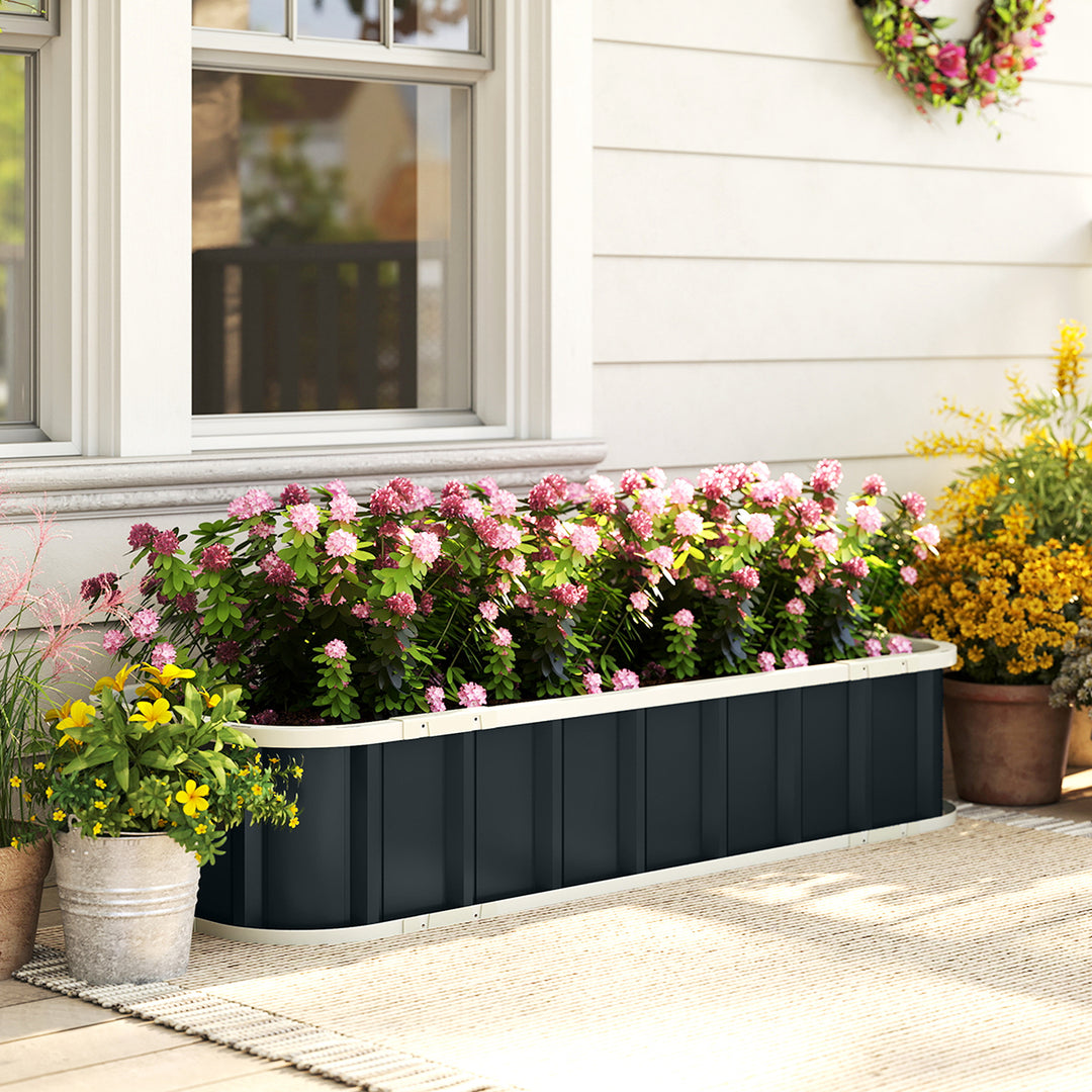 Galvanised Raised Garden Bed, 4.5 x 2 x 1 ft Metal Planter with Gloves