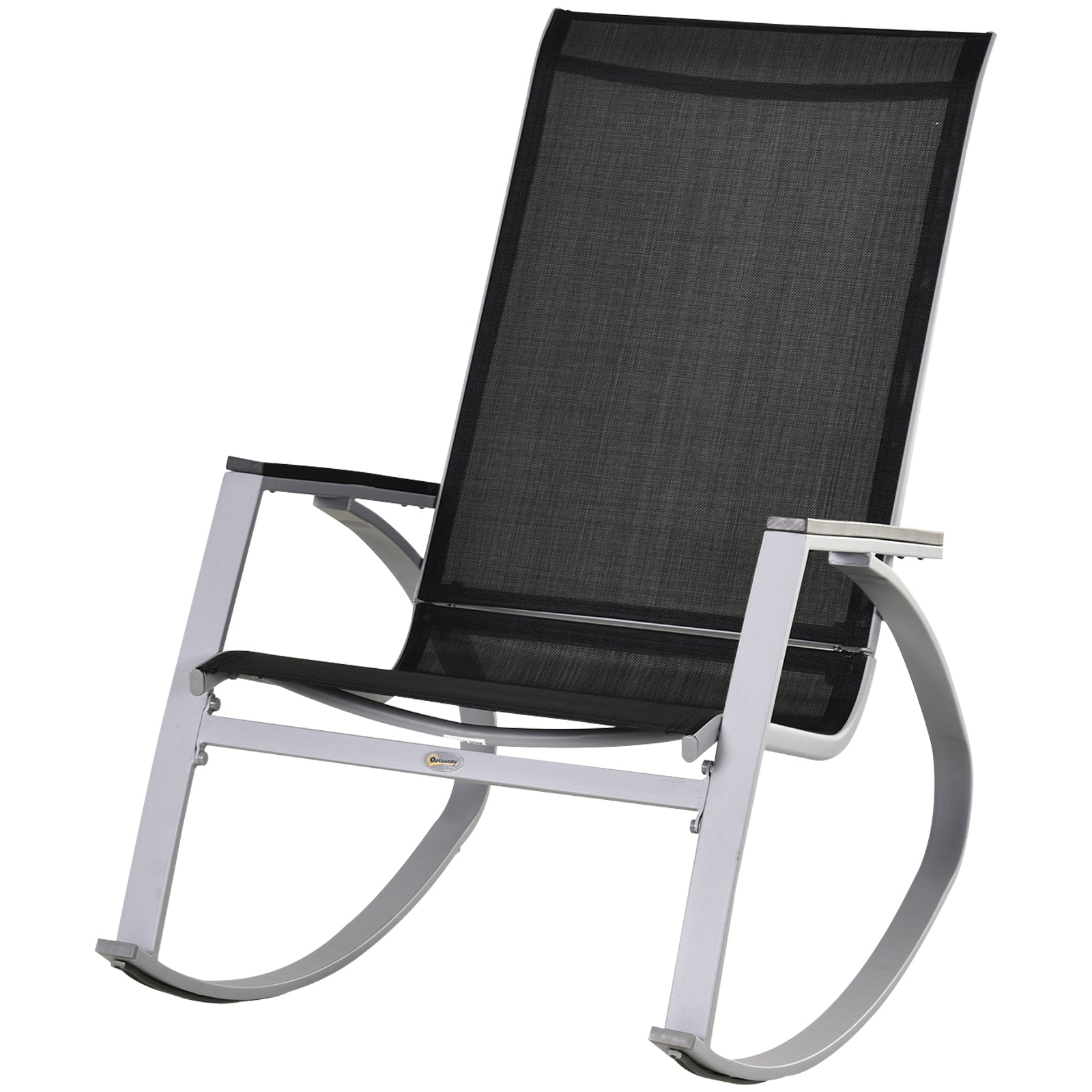Rocking Chair Sun Lounger Garden Seat Patio High Back Texteline Black