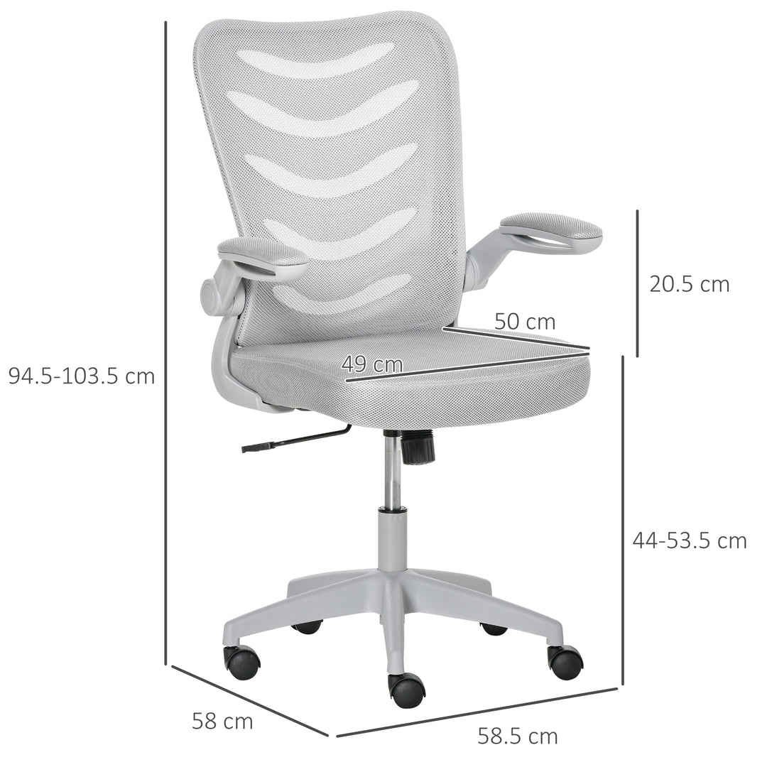 Vinsetto Mesh Office Chair for Home Swivel Task Desk Chair with Lumbar Back Support, Flip