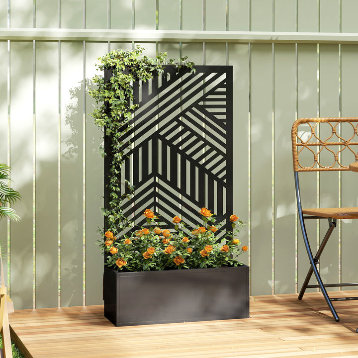 Metal Garden Bed for Garden with Trellis, Raised Garden Bed with Priva