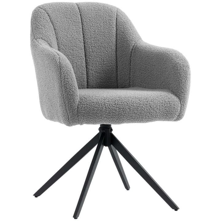 360 Degree Swivel Accent Chair, Teddy Fleece Armchair, Grey