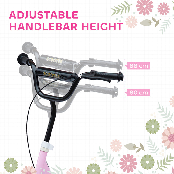 MCL Kids Scooter Kick Scooter, with 12" EVA Tyres, Rear Brake, Big Wheels Scooter for 5-12 Years , Pink