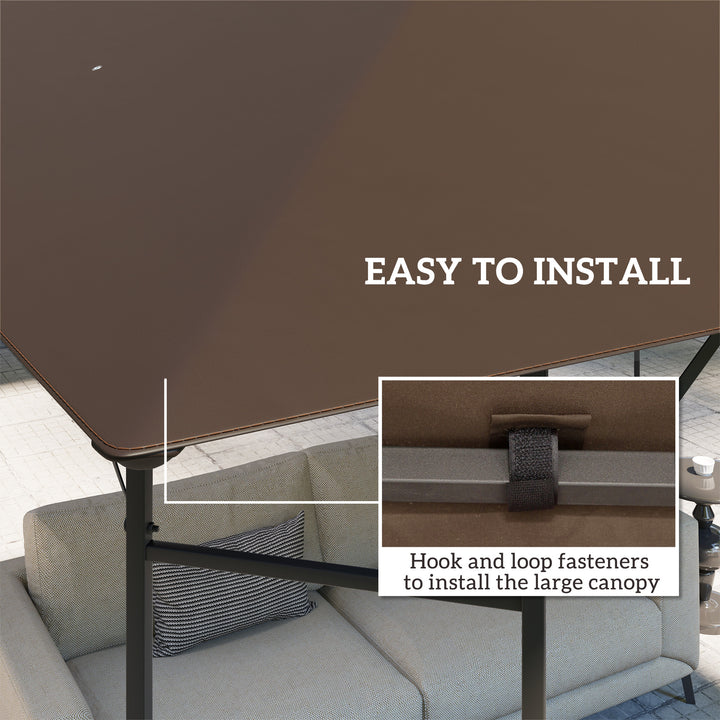 3 x 3(m) Gazebo Canopy Replacement Cover, Garden Gazebo Roof Replacement with Drain Holes, Water-resistant Plastic Coating, 370g/㎡, UPF30+, TOP COVER ONLY, Brown