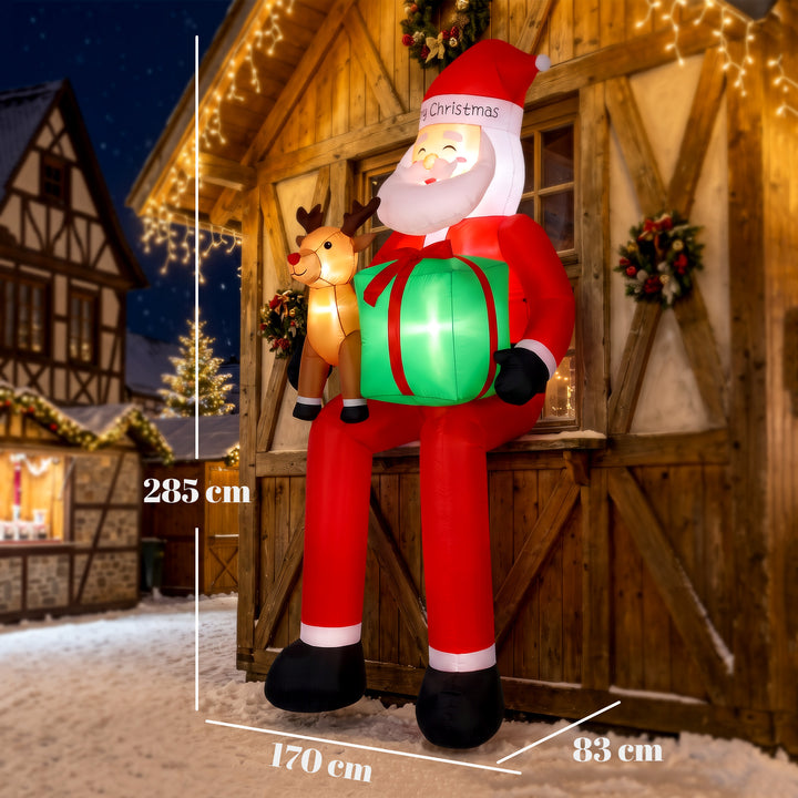 9.3ft Giant Christmas Inflatable Hanging Santa Claus Sitting with - view 3