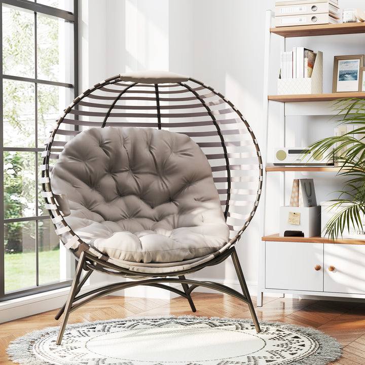 Egg Chair with Cushion & Side Pocket - Light Grey