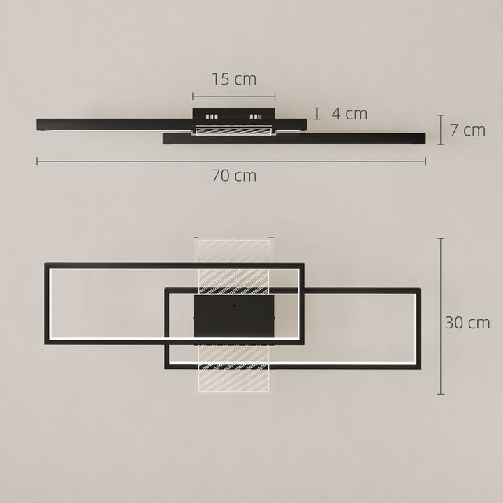 LED Ceiling Light, Modern Dimmable Ceiling Light with Wall Switch &amp; Remote Control, Flush Mount Ceiling Lamp with 3000-6000K Colour Temperatures for Living Room, Bedroom