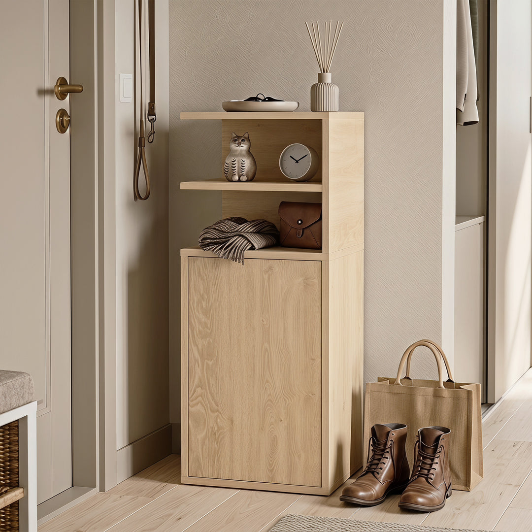 Slim Bedside Table Set of 2, Narrow Bedside Cabinet with Open Cubbies 