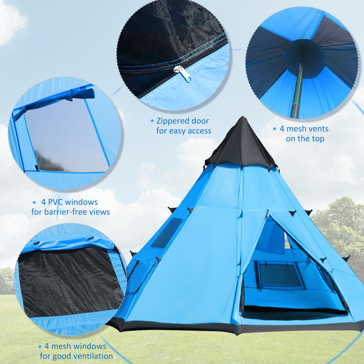 MCL 6 Men Tipi Tent with Carry Bag - Blue