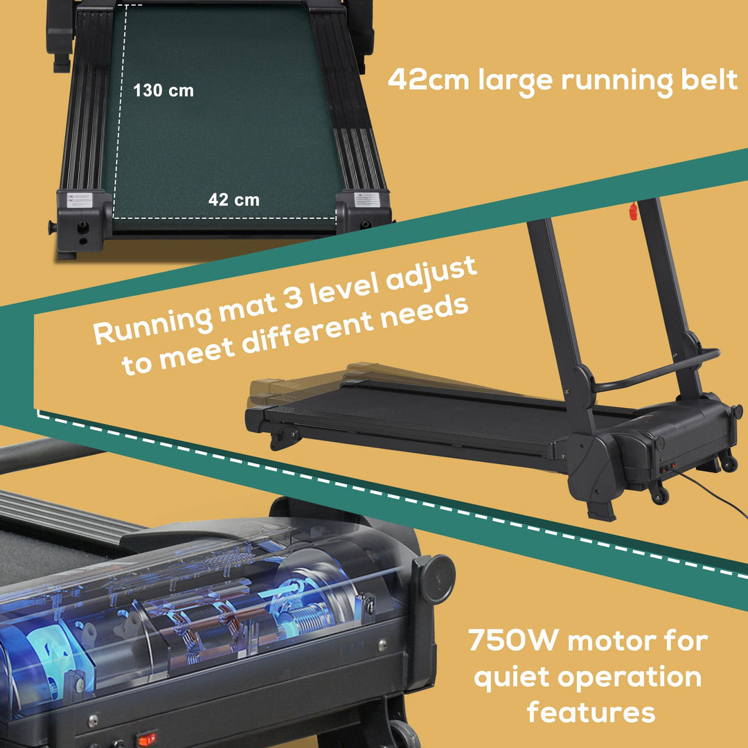 2.5HP 14Km/h Manual Incline Electric Running Machine Motorized Treadmill Folding, MP3 & USB Player, 12 Preset Programs, 5 Speed Shortcut, w/ WIDE RUNNING BELT, LCD Display, Drink Holders