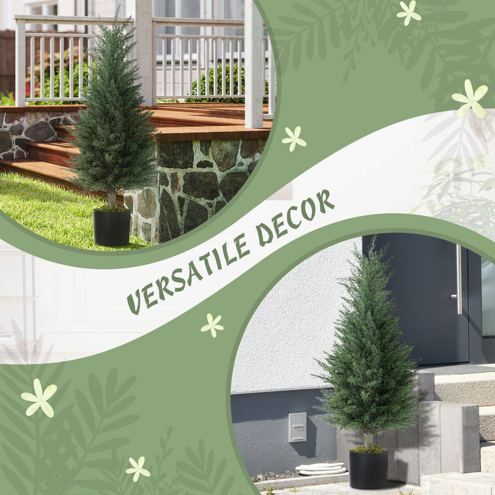 Set of 2 Decorative Artificial Plant, 90 cm Cypress Tree with 362 Leaves in Pot, UV-Resistant Plastic Fake Tree for Indoor Outdoor Home Office
