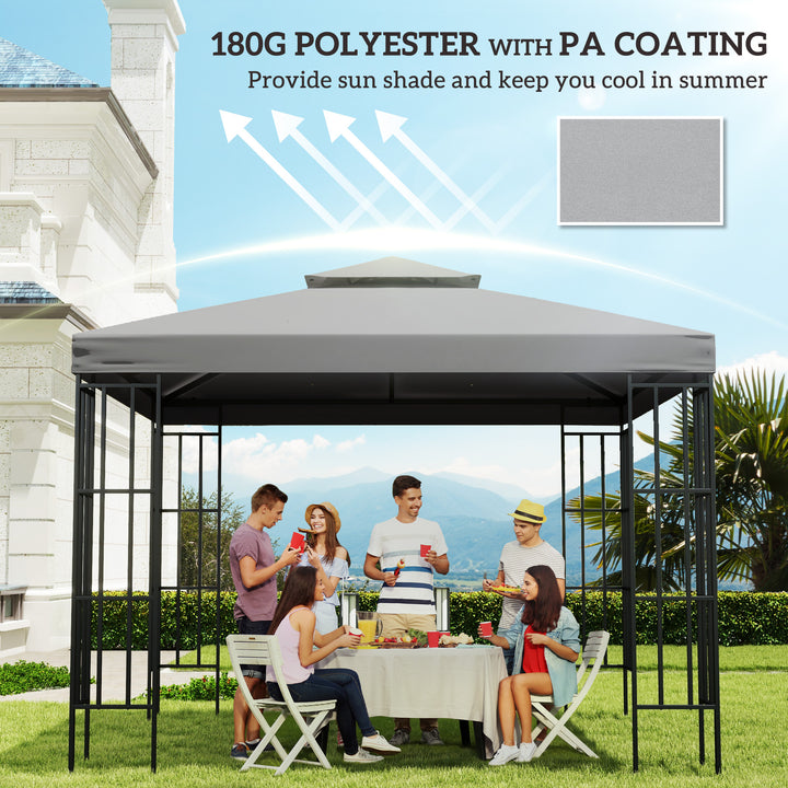 3(m) Gazebo Top Cover Double Tier Canopy Replacement Pavilion Roof Light Grey