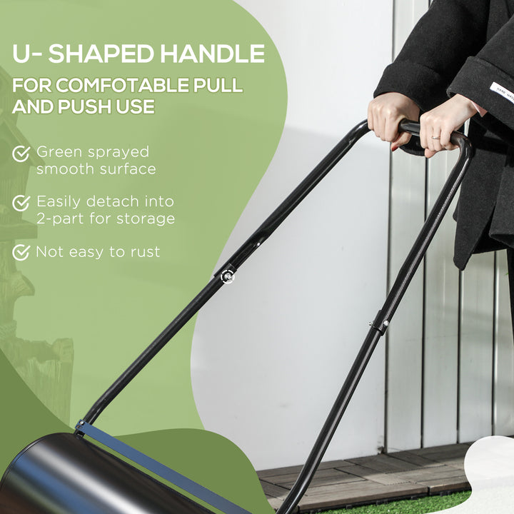 MCL 38L Garden Lawn Roller, Water Sand Filled Outdoor Grass Roller, Heavy Duty Metal Lawn Push Rolling Tool Aerator for Grass Seeding, Soil Levelling, Black