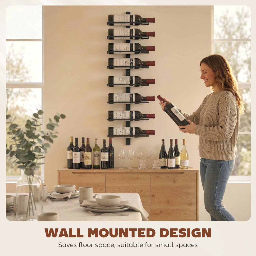 Wall Mounted Wine Rack, 8 Tier Metal Wine Display Rack, Storage Holder