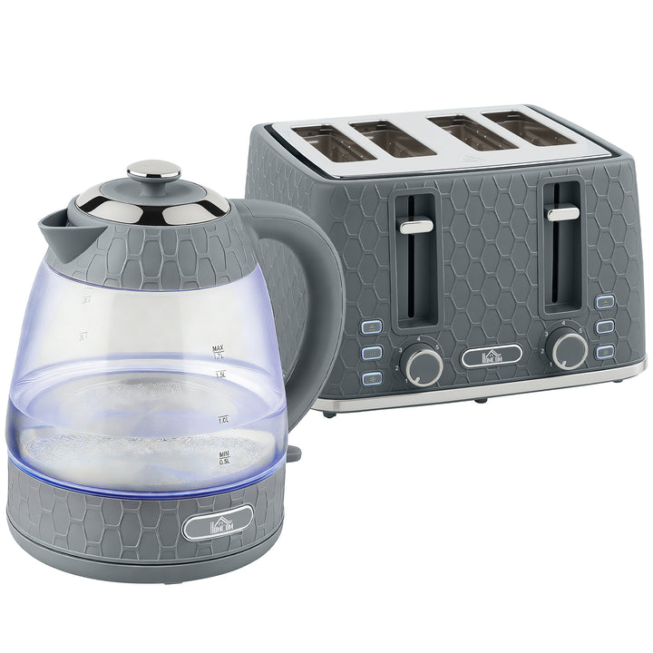 Kettle and Toaster Set, 1.7L 3000W Rapid Kettle with Strix Thermostat, 4 Slice Toaster with 7 Browning Controls
