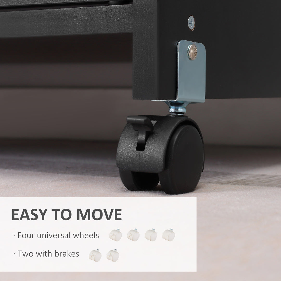 Printer Stand Mobile Printer Cabinet with Storage, Open Shelf, Drawer for Home Office, 60cm x 39cm x 80cm, Black