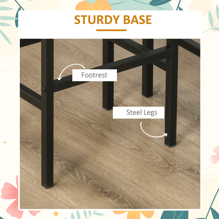 MCL Industrial Bar Stools, Set of 2 Kitchen Breakfast Bar Chairs with Footrest, Counter Height Island Stools for Dining Area, Home Pub, Rustic Brown