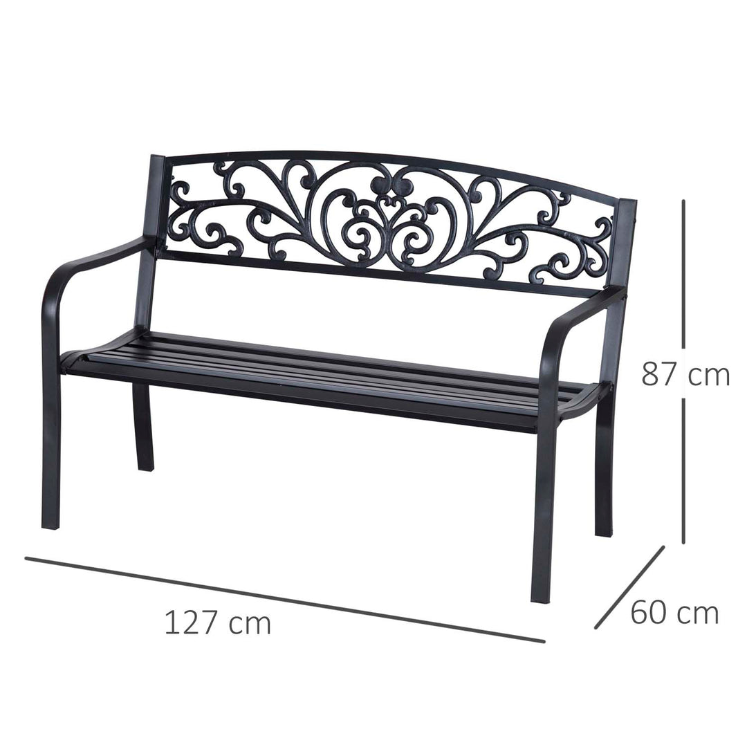 2-Seater Garden Bench, Steel-Black