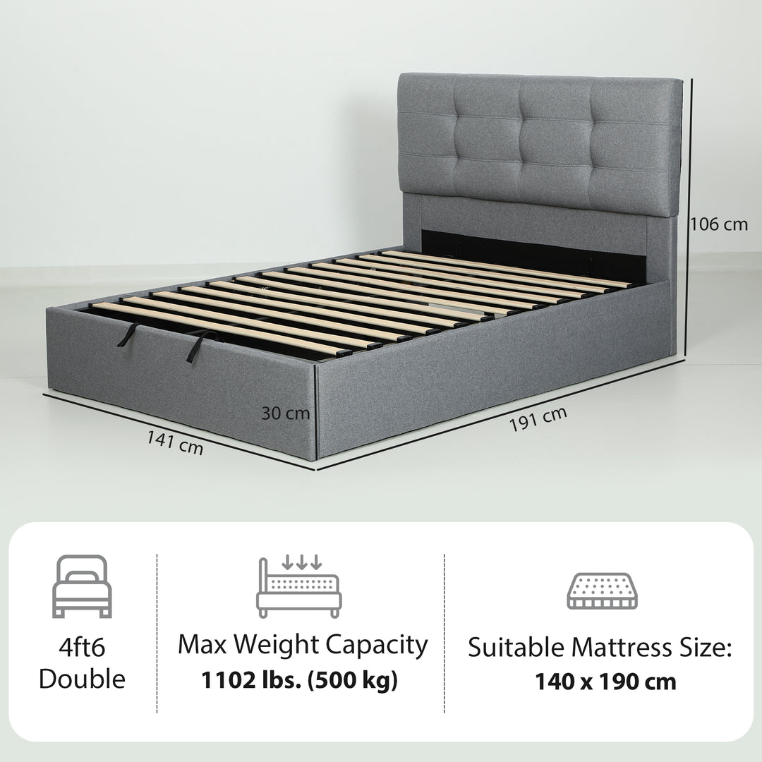 MCL 4ft6 Double Ottoman Bed with Gas Lift Storage - Grey