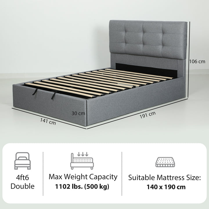 MCL 4ft6 Double Ottoman Bed with Gas Lift Storage - Grey